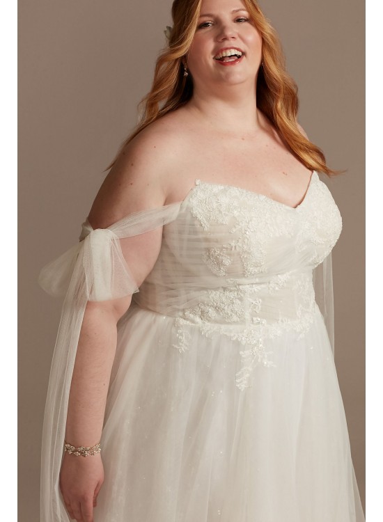 Convertible Straps Draped Plus Size Wedding Dress Melissa Sweet 8LSMS251246