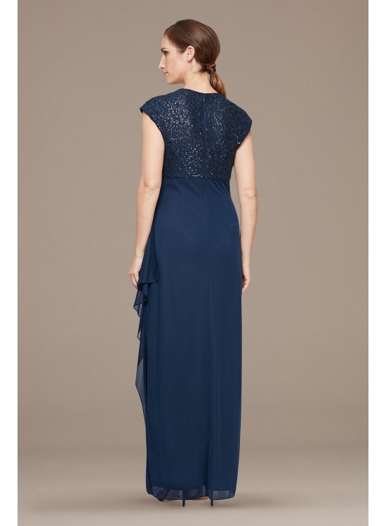 Corded Lace Empire Waist Dress with Cap Sleeves Alex Evenings 81122470