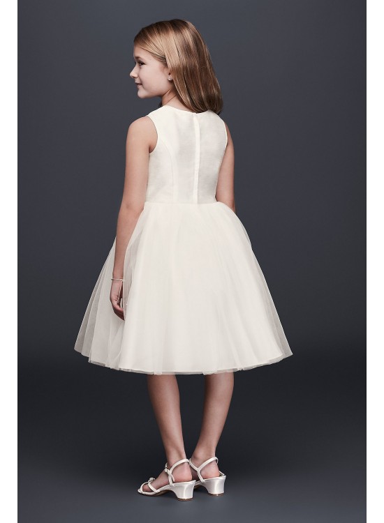 Corded Lace Flower Girl Dress with Tulle Skirt  OP228