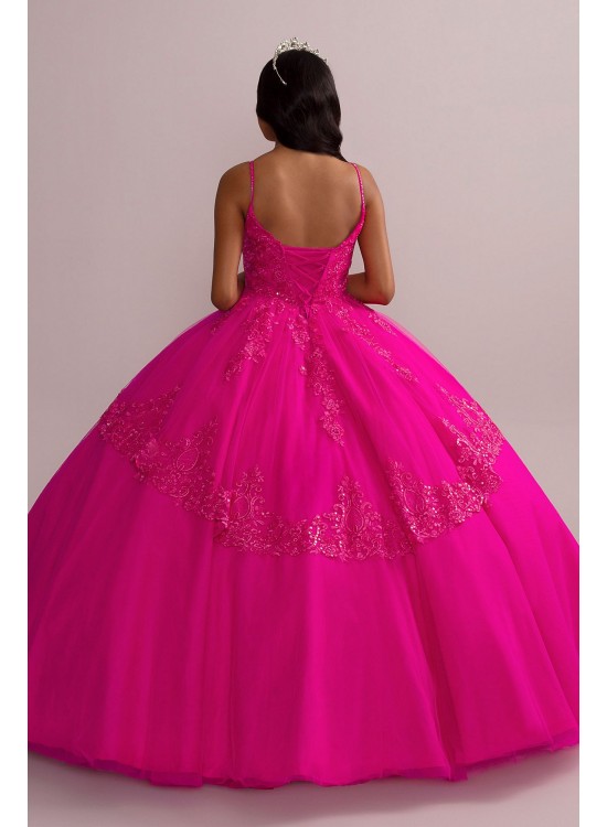 Corded Lace Quince Ball Gown with Bolero Fifteen Roses FR2112