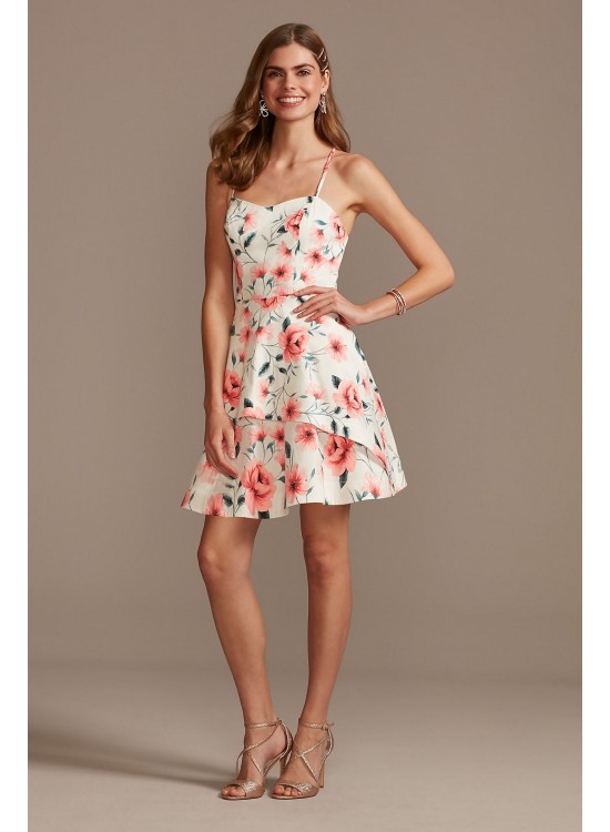 Cotton Sateen Short Floral Printed Layered Dress Speechless D81662R73