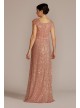 Cowl Neck Cap Sleeve Allover Sequin Gown Oleg Cassini D40NY22218V1