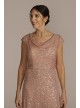 Cowl Neck Cap Sleeve Allover Sequin Gown Oleg Cassini D40NY22218V1