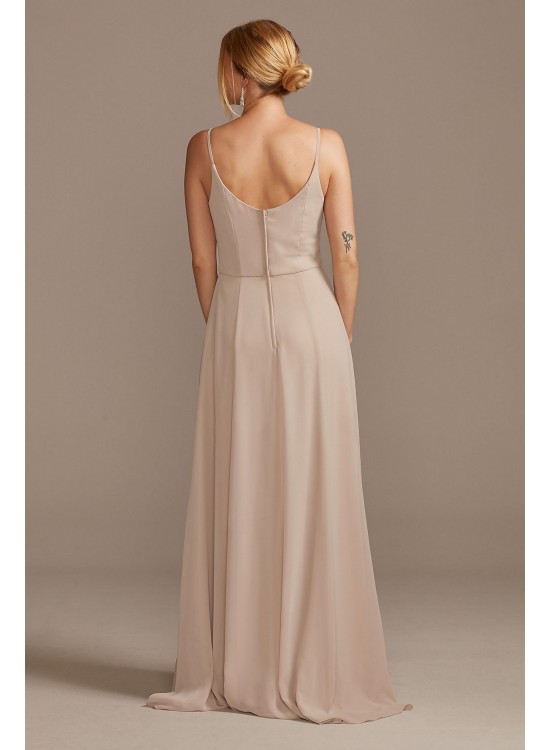 Cowl Neck Chiffon Bridesmaid Dress with Slit  F20235