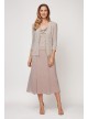 Cowlneck Glitter Print Tea Length Dress and Jacket Alex Evenings 8127546