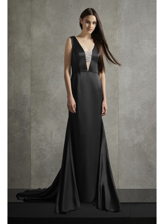 Crepe-Back Satin Gown with Encrusted Bandeau  VW351465