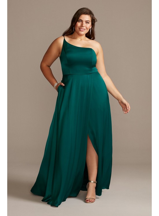 Crepe-Back Satin One-Shoulder Bridesmaid Dress  F20099