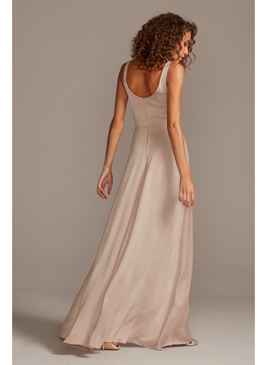 Crepe-Back Satin Scoop Tank Bridesmaid Dress  F20098