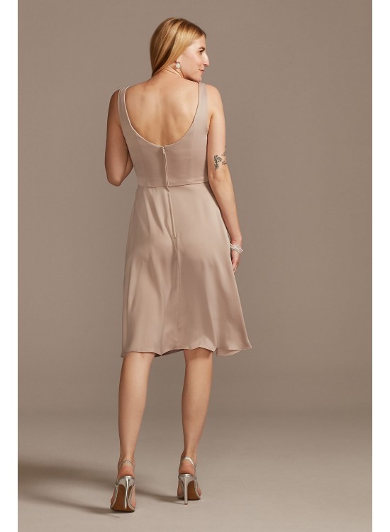 Crepe-Back Satin Scoop Tank Short Bridesmaid Dress  F20244