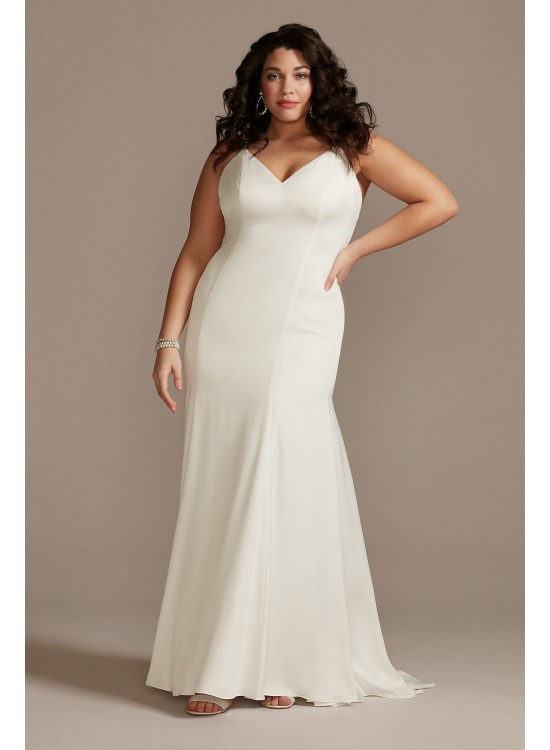 Crepe Back Satin Spaghetti Strap Plus Size Dress Bridal 9WG4044