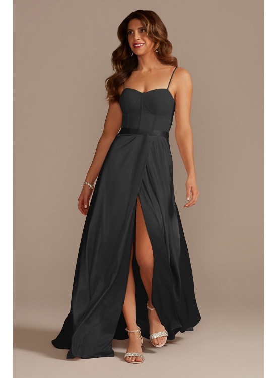 Crepe Corset Bridesmaid Dress with Charmeuse Skirt  GS290039