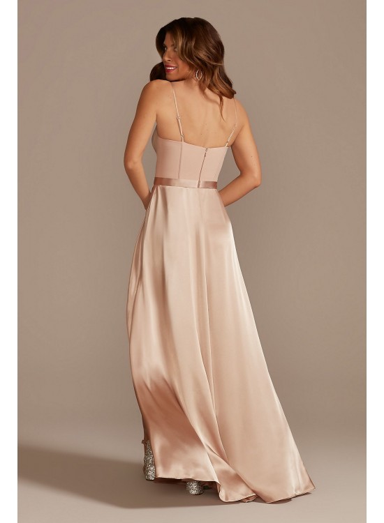 Crepe Corset Bridesmaid Dress with Charmeuse Skirt  GS290039