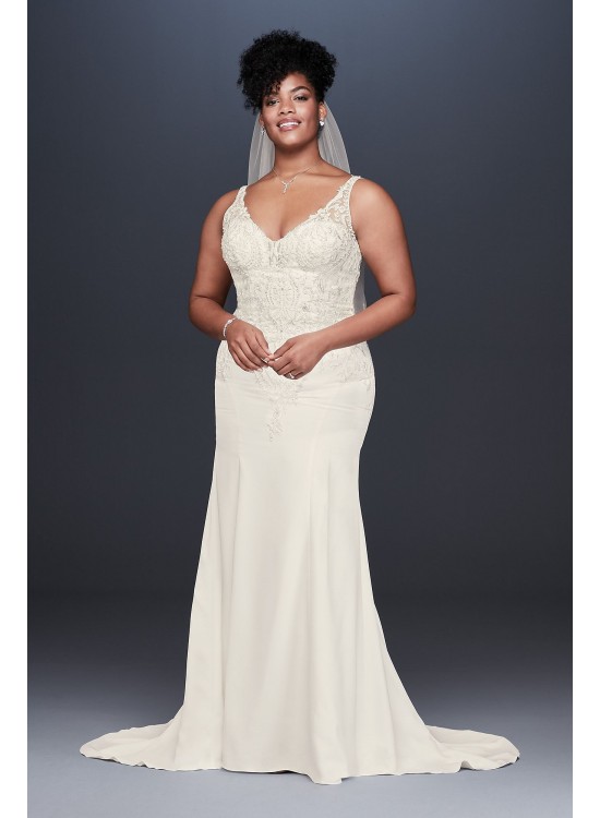 Crepe Embroidered Plus Size Mermaid Wedding Dress  Collection 9WG3875