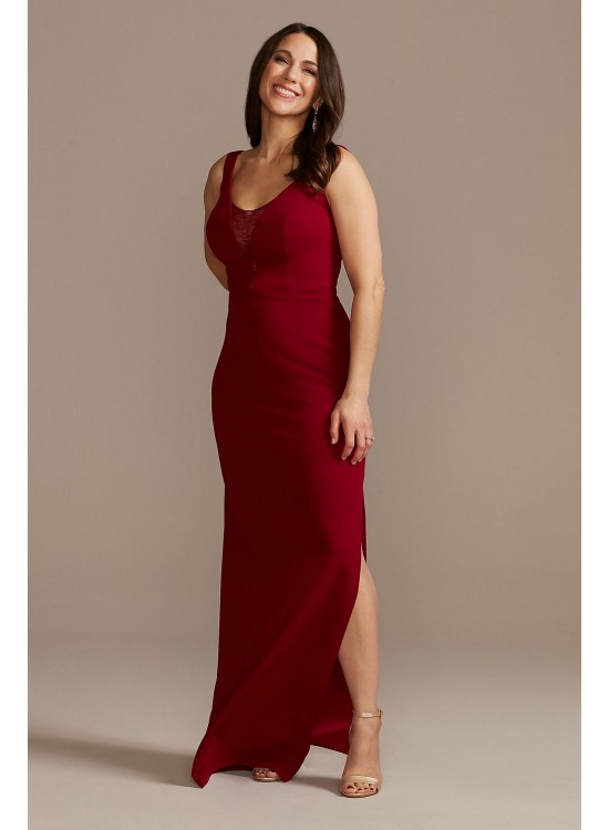 Crepe Floor-Length Tank Dress with Lace Inset DB Studio WBM2600