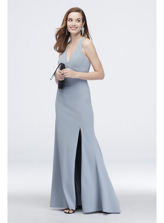 Crepe Plunging V-Neck Tank Sheath Dress with Slit Jump 11032