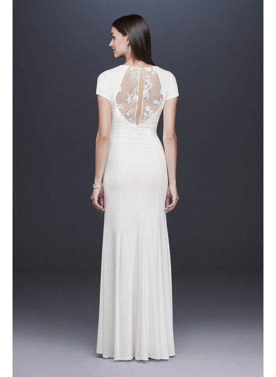 Crepe Sheath Gown with Embroidered Illusion Slit DB Studio DS870092