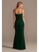 Crepe Spaghetti Strap Gown with Ruching Emerald Sundae ABF3405600