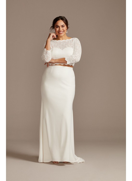 Crepe Sweep Train Plus Size Wedding Separate Skirt DB Studio 9DS150829