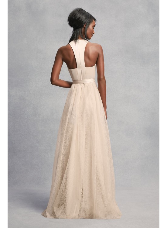 Crepe and Tulle T-Back Bridesmaid Dress  VW360426