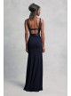 Crepe and Velvet Bridesmaid Dress with Open Back  VW360195V