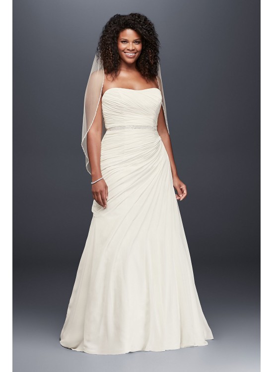 Crinkle Chiffon Draped Plus Size Wedding Dress  Collection 9V3540