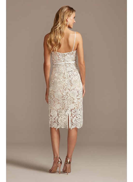 Crochet Lace Overlay Midi Spaghetti Strap Dress DB Studio SDWG0773