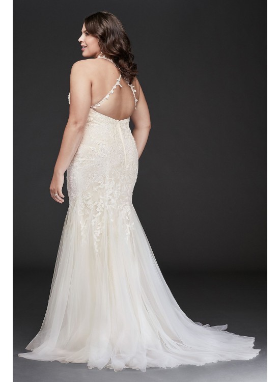 Cross-Back Chantilly Lace Plus Size Wedding Dress Melissa Sweet 8MS251198