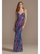 Crosshatch Flip Sequin Damask V-Neck Gown City Triangles 8371DQ1A