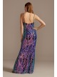 Crosshatch Flip Sequin Damask V-Neck Gown City Triangles 8371DQ1A