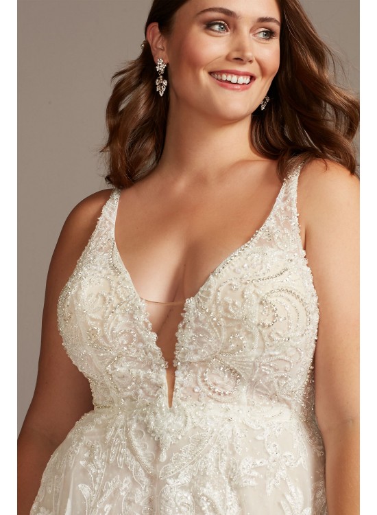 Crystal Bead Double Strap Plus Size Wedding Dress  9SWG840