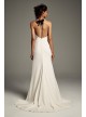 Crystal T-Back Stretch Crepe Slip Gown with Ribbon  VW351473