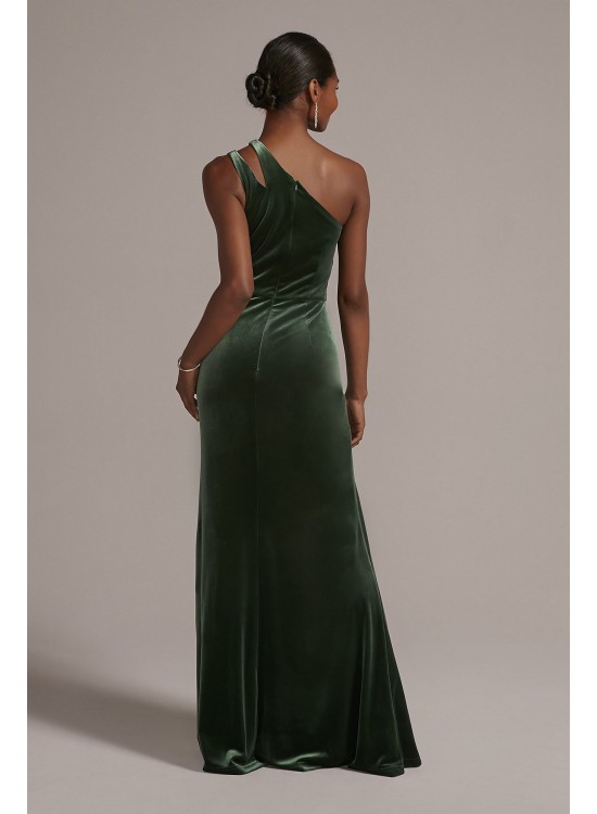 Cutout One-Shoulder Velvet Gown with Skirt Slit DB Studio WBM2798V1