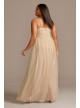 Deep-V Pearl Beaded Bodice Tulle Plus Size Gown Speechless W43795TS6