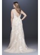 Deep V Plus Size Wedding Gown with Floral Applique Melissa Sweet 8MS251200