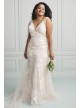 Deep V Plus Size Wedding Gown with Floral Applique Melissa Sweet 8MS251200