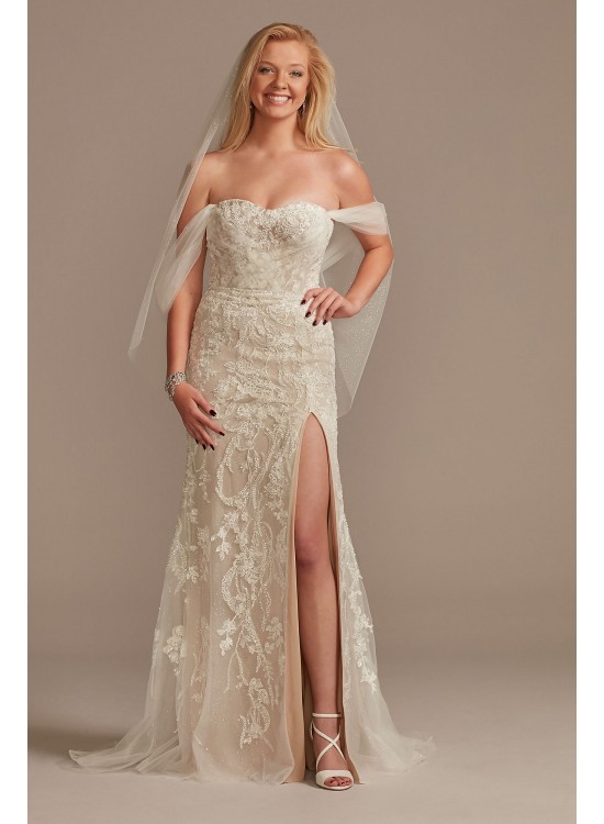 Detachable Sleeves and Train Tall Wedding Dress  4XLLSSWG881