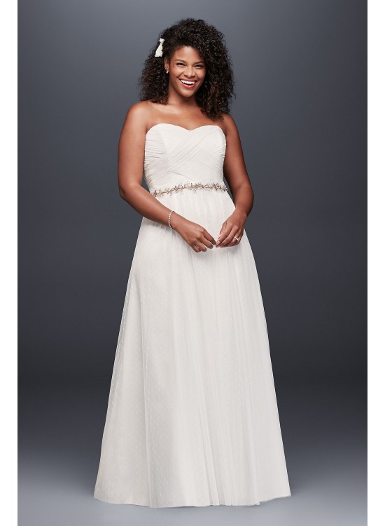 Dot Tulle Sweetheart Neck Plus Size Wedding Dress Galina 9WG3438