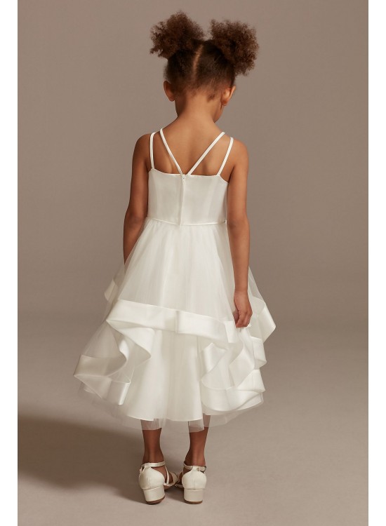 Double Strap Flower Girl Dress with Satin Edge Hem  WG1413