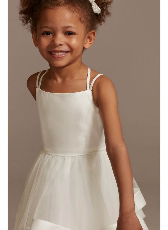 Double Strap Flower Girl Dress with Satin Edge Hem  WG1413