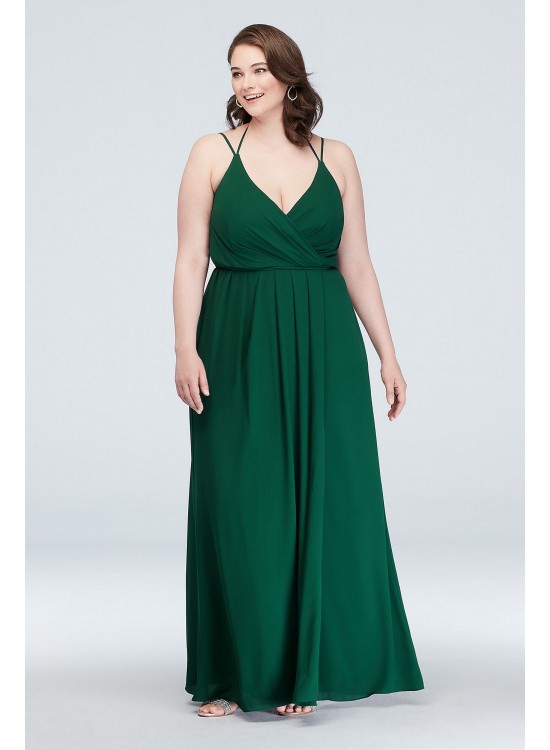 Double-Strap Long Georgette Bridesmaid Wrap Dress  F19755