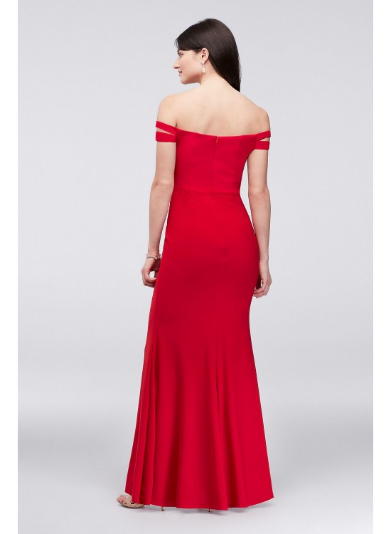 Double-Strap Off-the-Shoulder Jersey Sheath Dress Xscape 408X