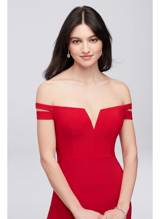 Double-Strap Off-the-Shoulder Jersey Sheath Dress Xscape 408X