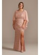 Draped Lace Floor-Length Dress with Matching Shawl  WBM2537W