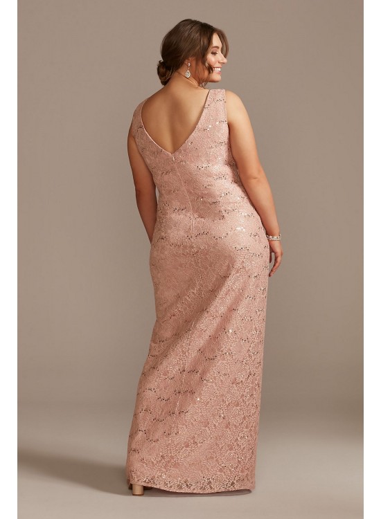 Draped Lace Floor-Length Dress with Matching Shawl  WBM2537W