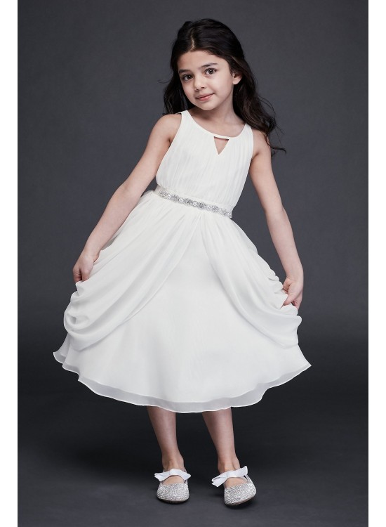 Draped Swag Skirt Chiffon Flower Girl Dress  OP262