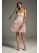 Draped Tulle Mini Dress with 3D Floral Skirt  VW351479