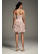 Draped Tulle Mini Dress with 3D Floral Skirt  VW351479