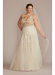 Drop Waist Beaded Applique Plus Size Wedding Gown Galina Signature 9SWG923