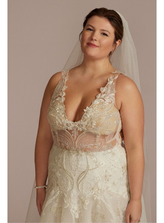 Drop Waist Beaded Applique Plus Size Wedding Gown Galina Signature 9SWG923