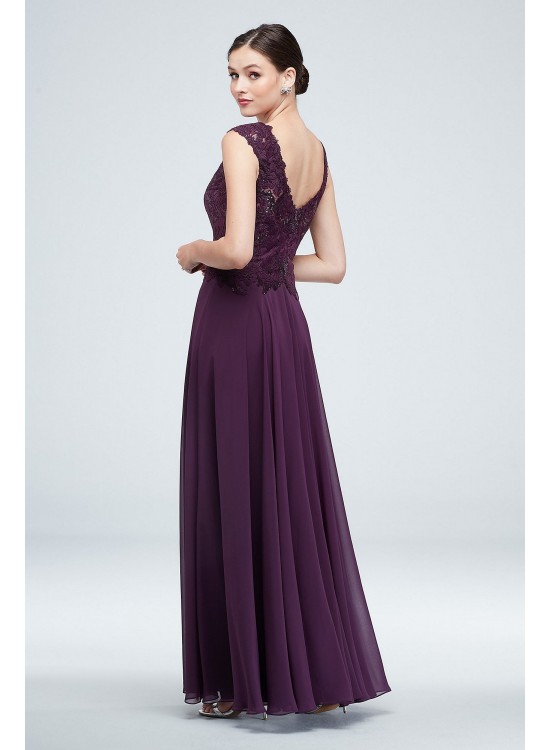 Embellished Bodice V-Neck Gown with Cap Sleeves  VC7217